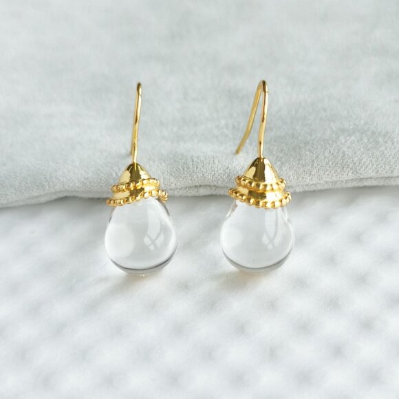 Julie Vos Gold Clear Crystal Noel Demi Earrings Small NEW - Picture 1 of 4